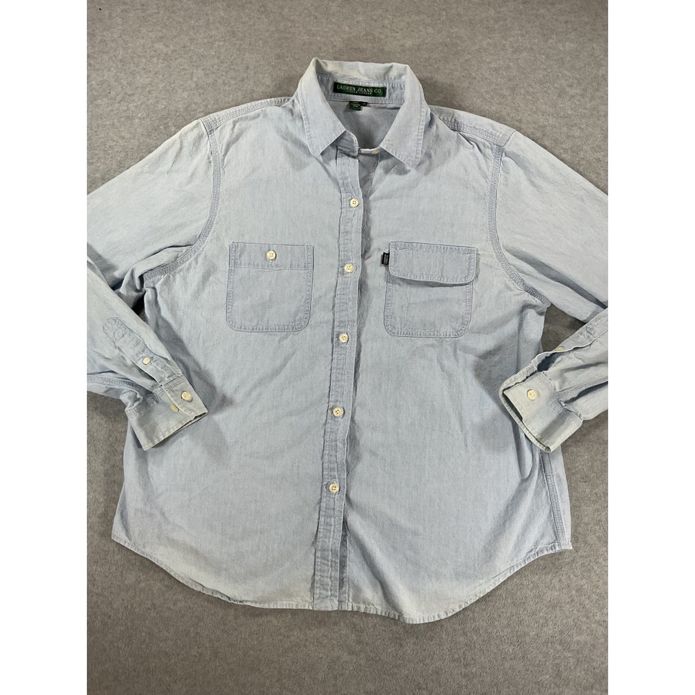 Lauren Jeans Co Ralph Lauren Denim Shirt Womens XL Light Wash Button Down 2769